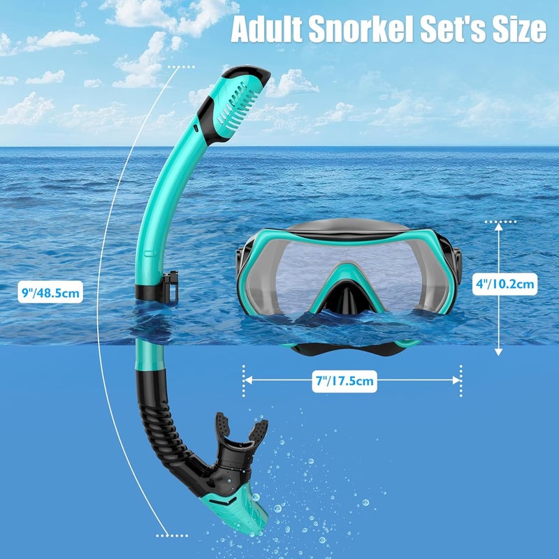 wutrye Snorkeling Gear for Adults, Dry-Top Snorkel Set Scuba Diving mask, Snorkel Mask, Panoramic Anti-Leak Anti-Fog Tempered Glass Lens, Swimming Training Snorkeling Packages - Image 4